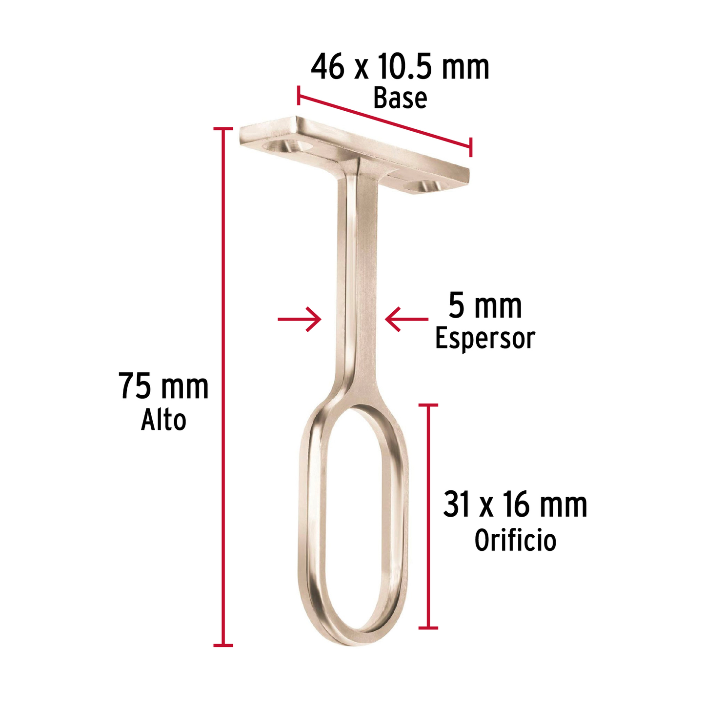 Soporte central para tubo ovalado de closet