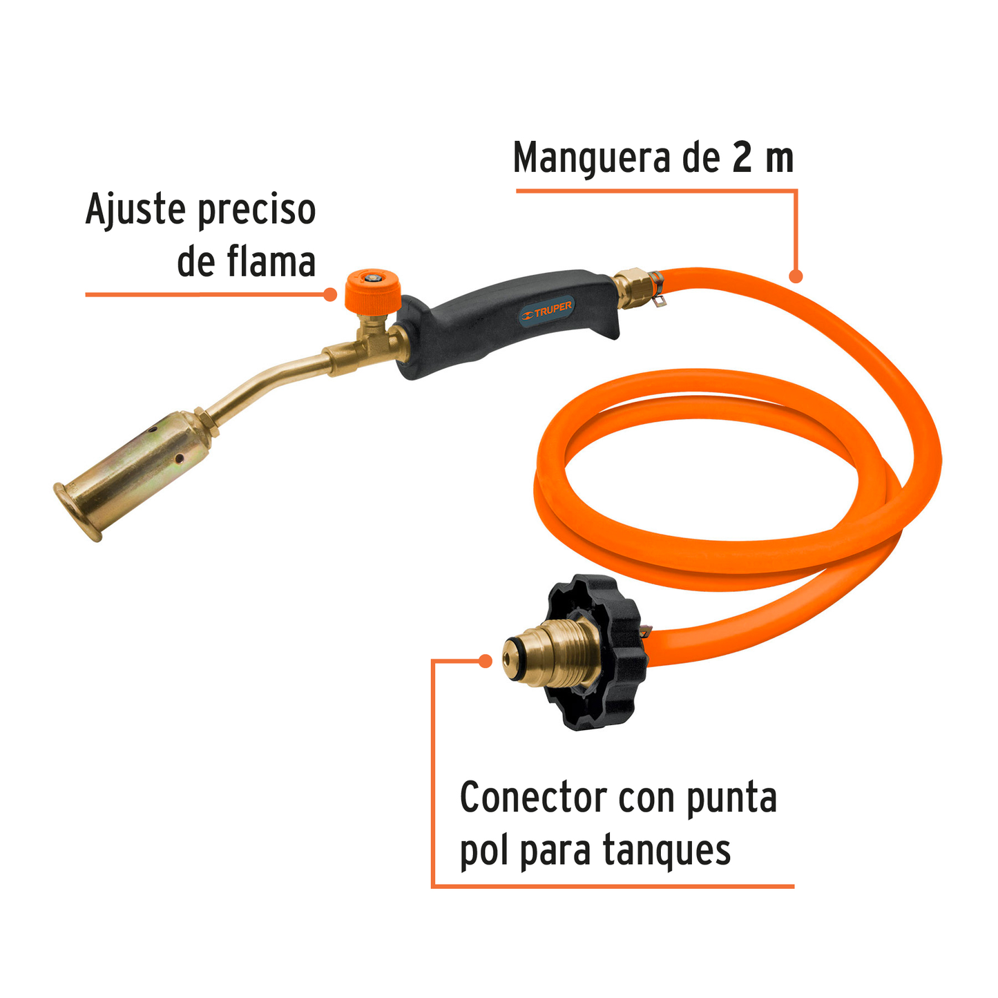 Soplete con manguera para gas, 200 PSI