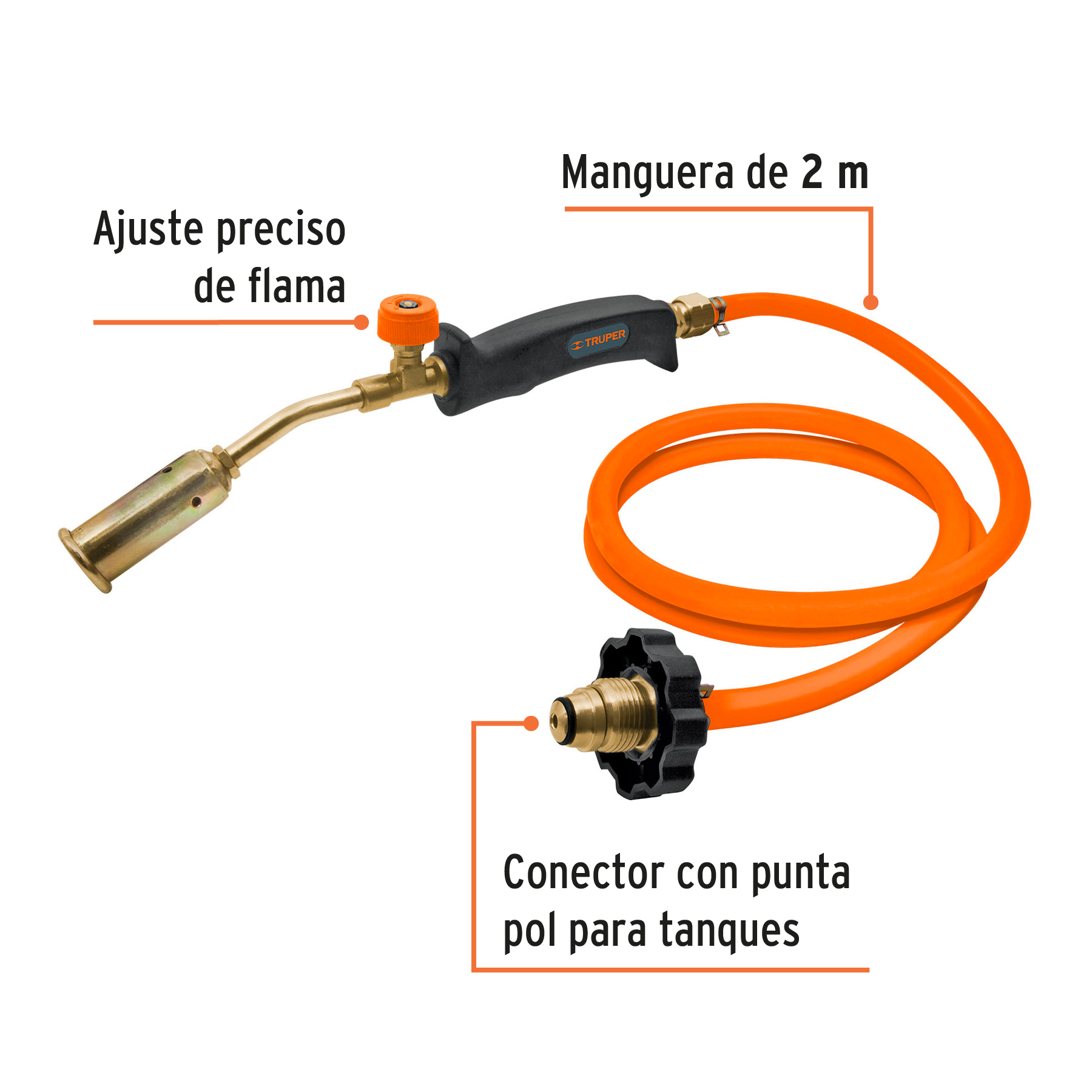 Soplete con manguera para gas, 200 PSI