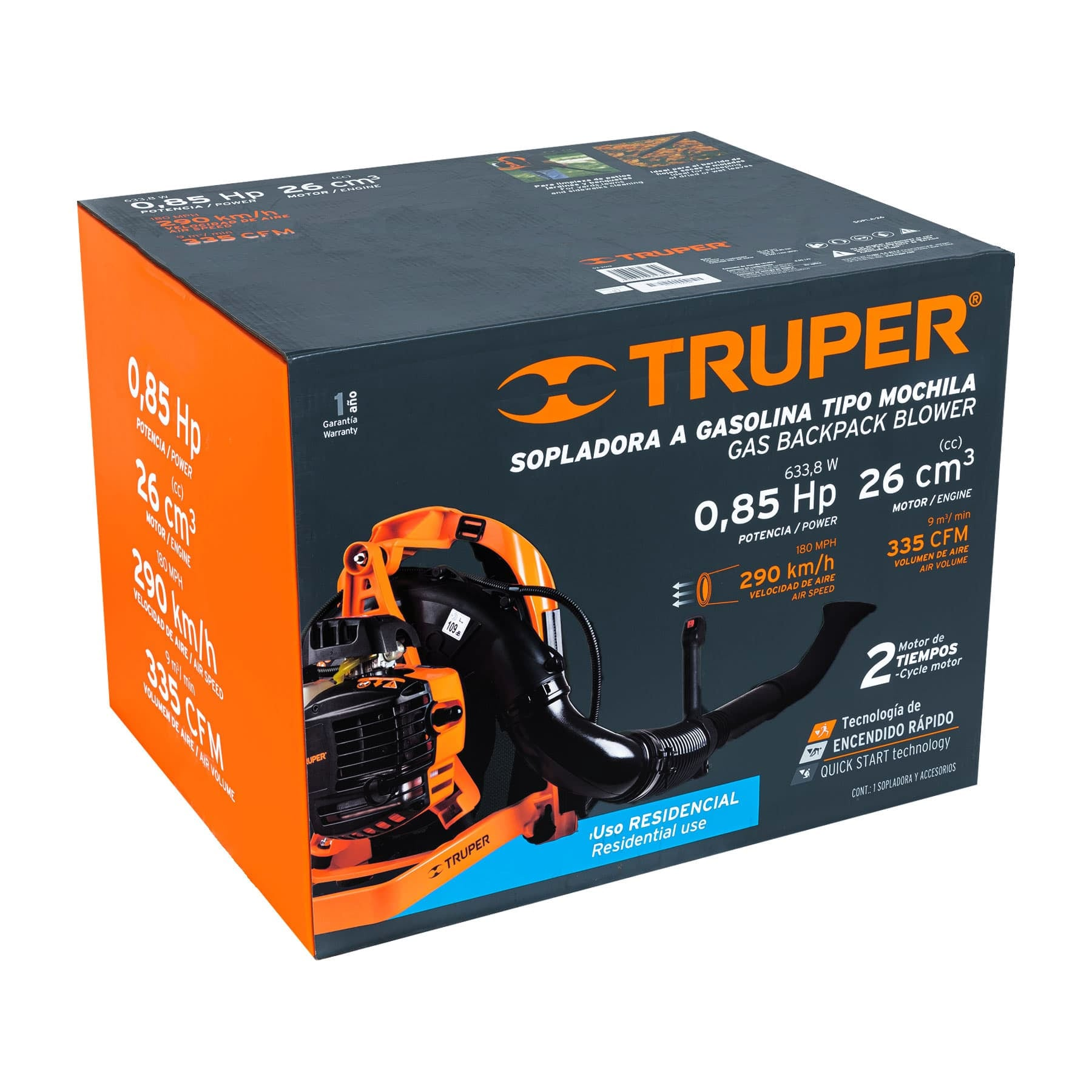 Sopladora a gasolina, 26 cc, tipo mochila sustituto 102970