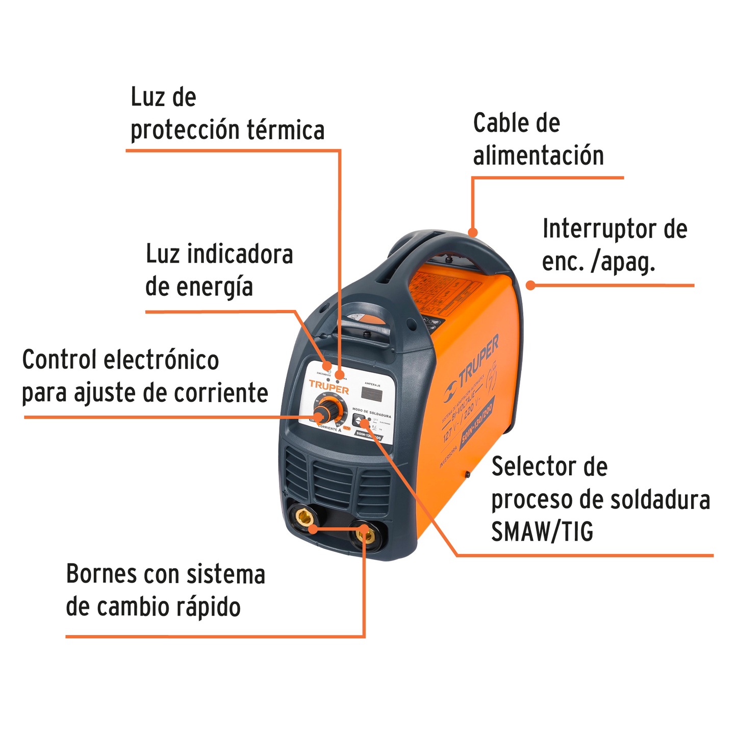 Soldadora inversora, 200 A, 127 V/220 V