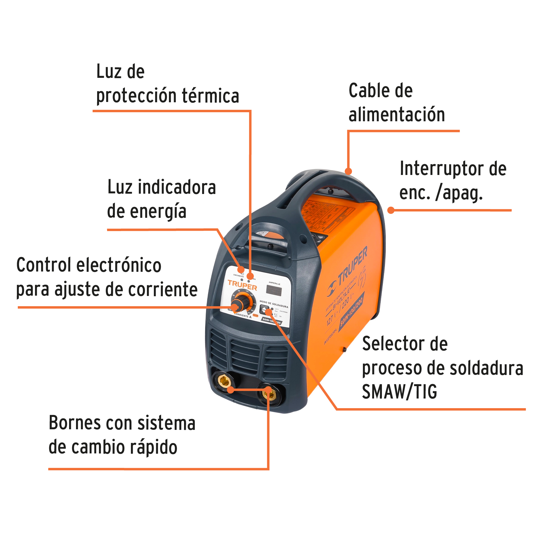 Soldadora inversora, 200 A, 127 V/220 V
