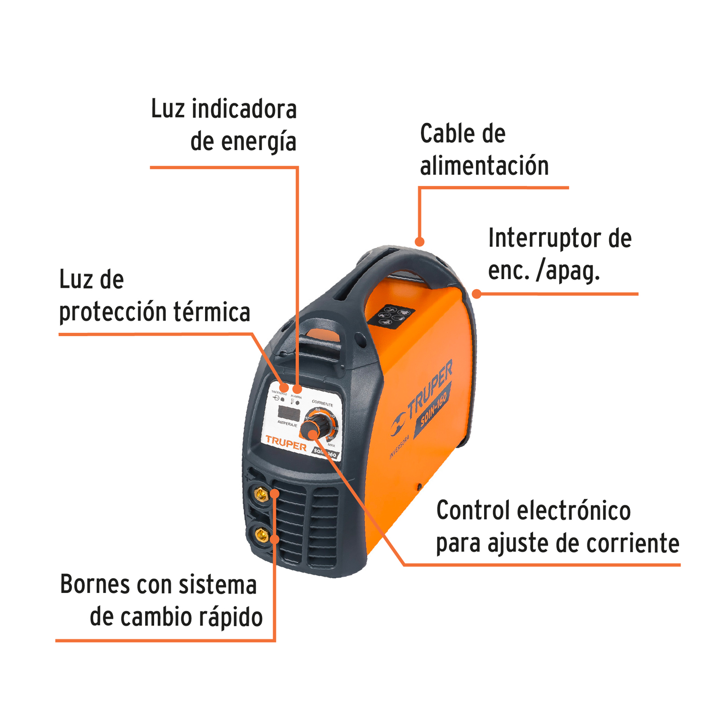 Soldadora inversora, 160 A, 220 V