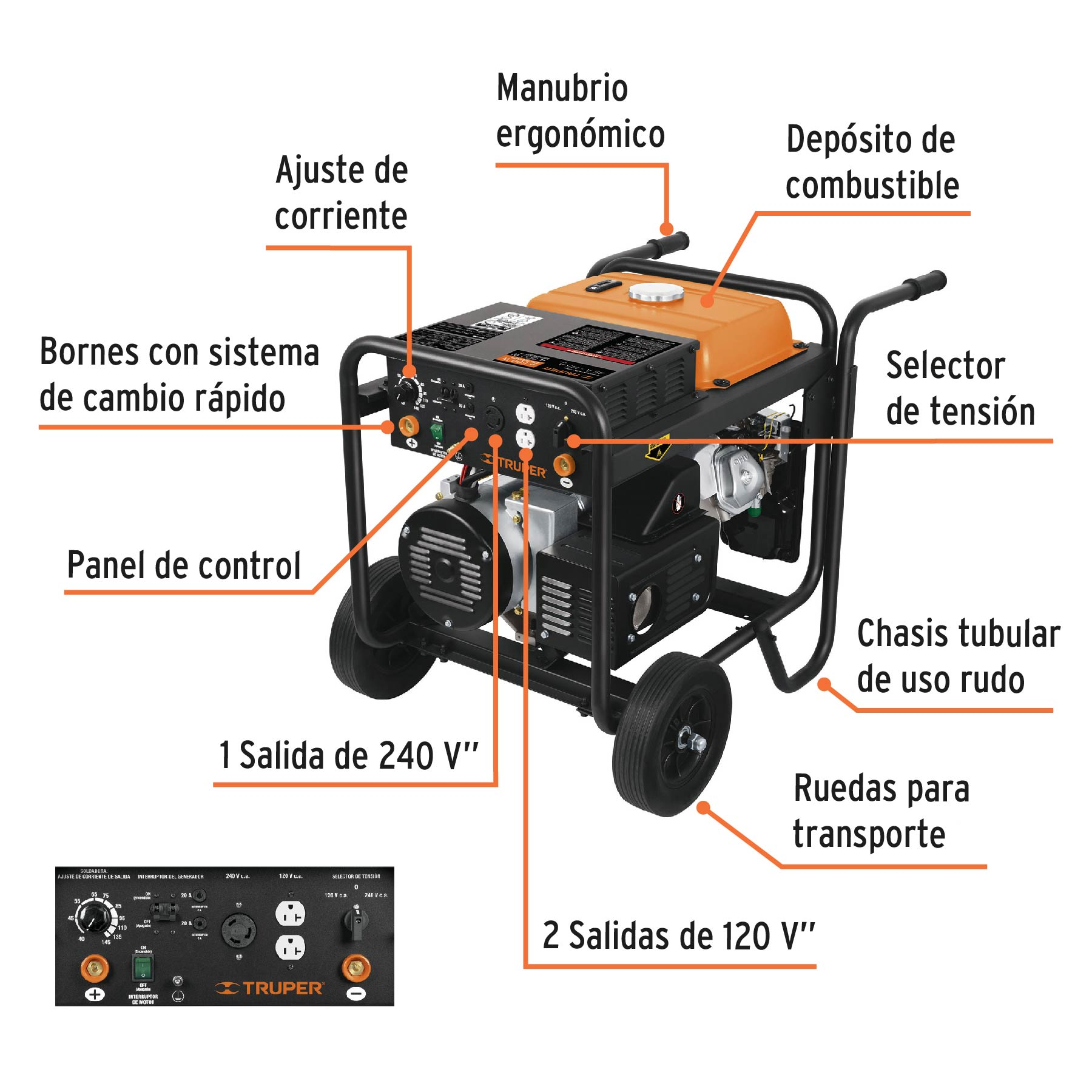 Soldadora a gasolina, 145 Amperes con generador