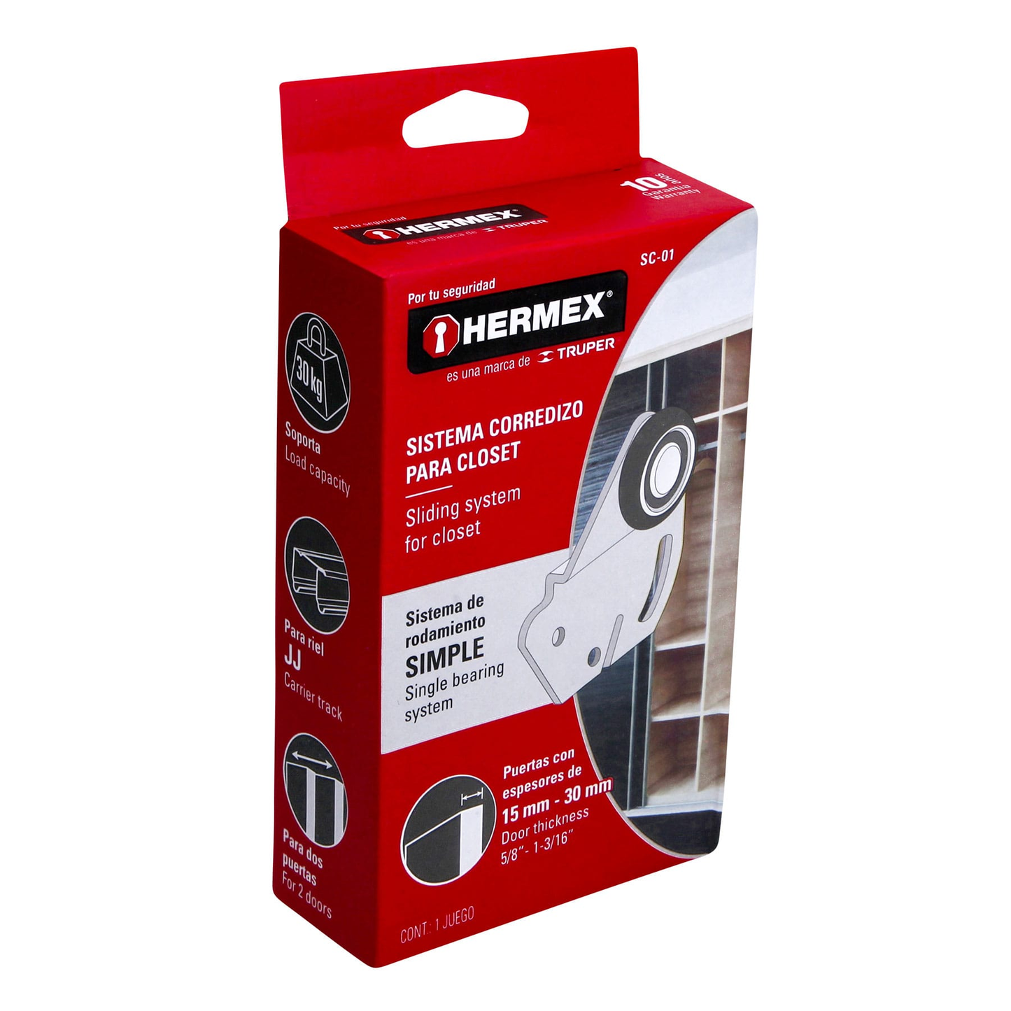 Sistema corredizo para riel superior de closet