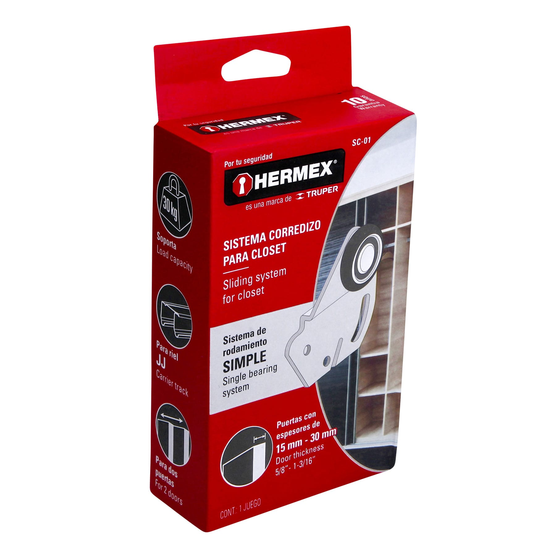 Sistema corredizo para riel superior de closet