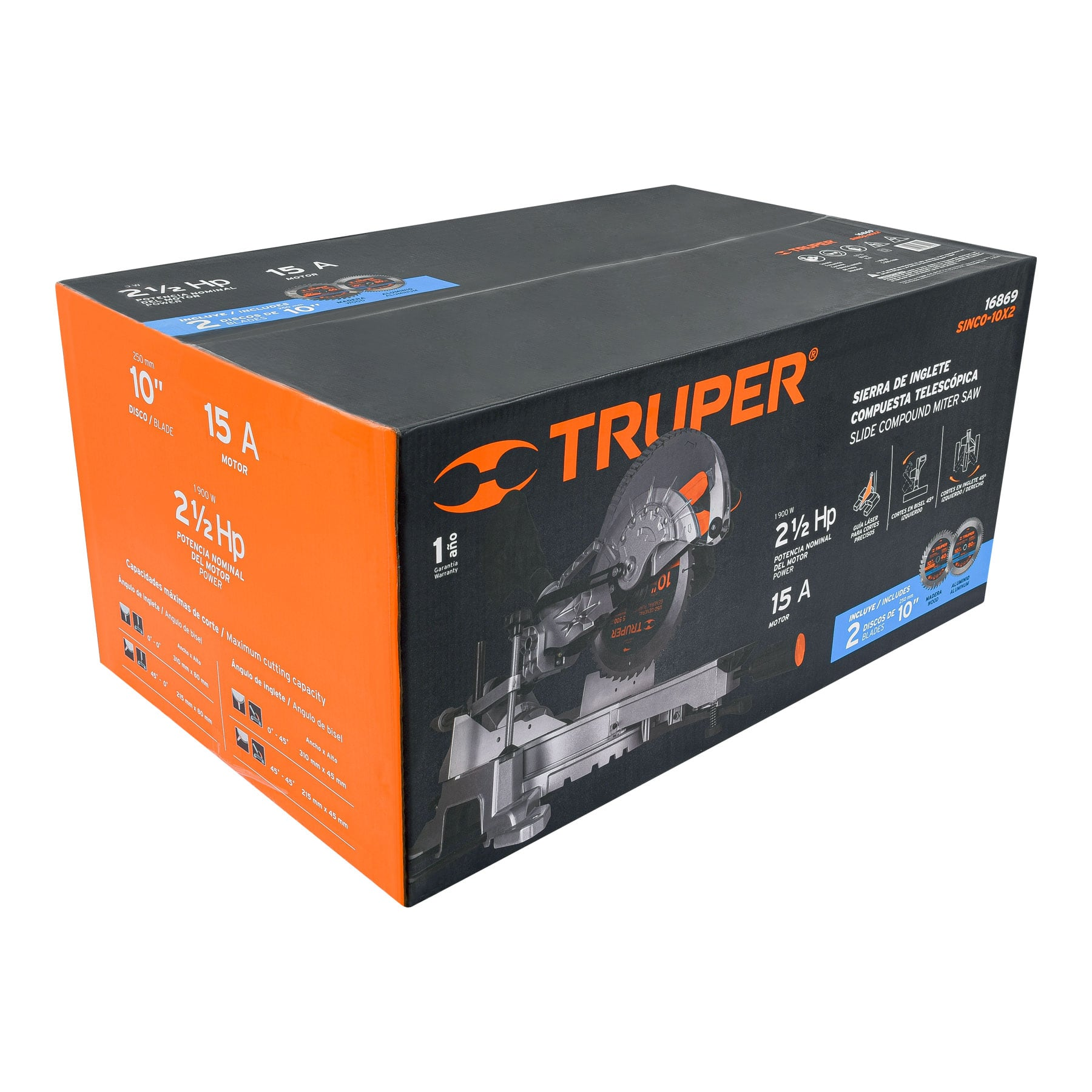 Sierra de inglete telescópica compuesta de 10"