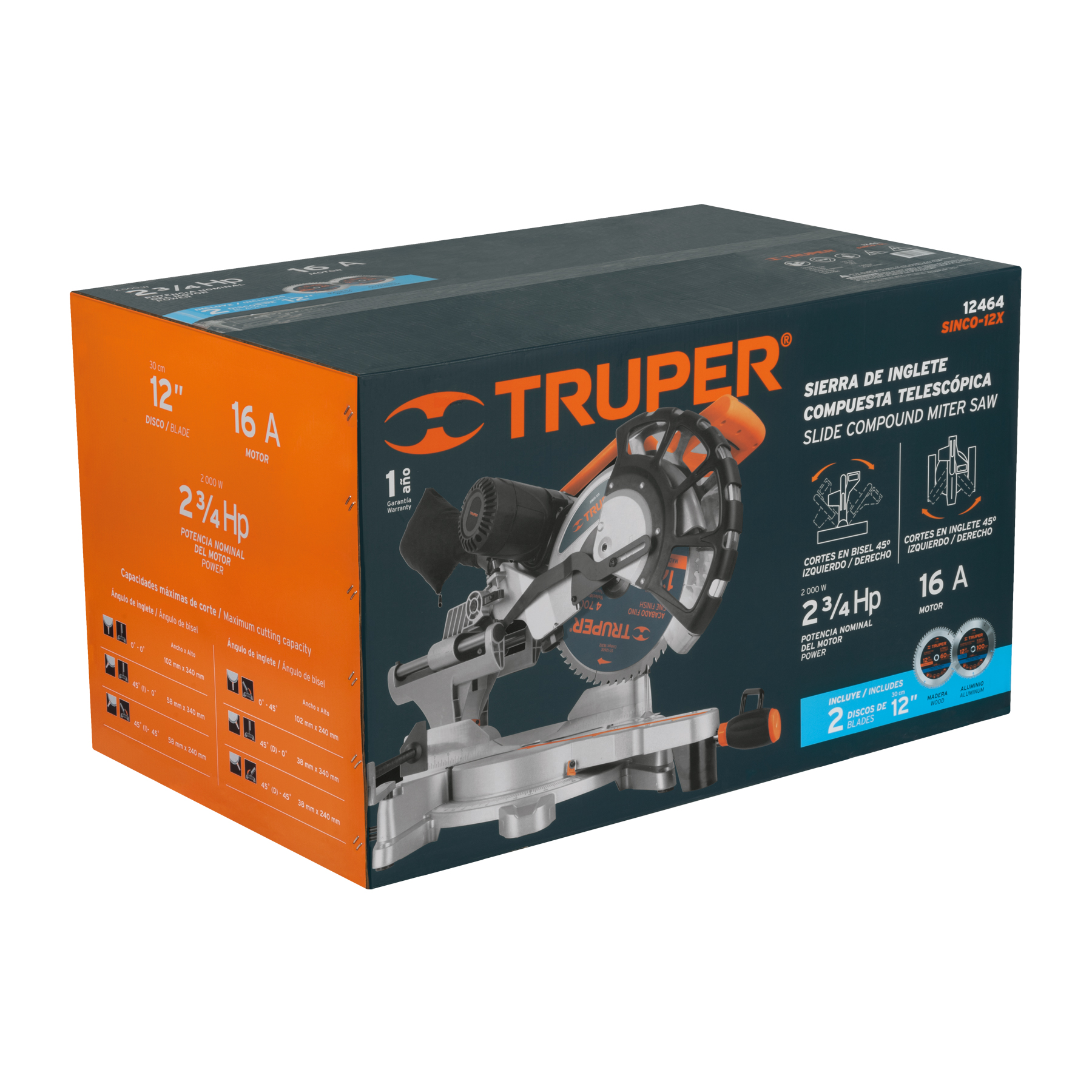 Sierra de inglete para corte en madera, 12", telescópica sustituto 103235