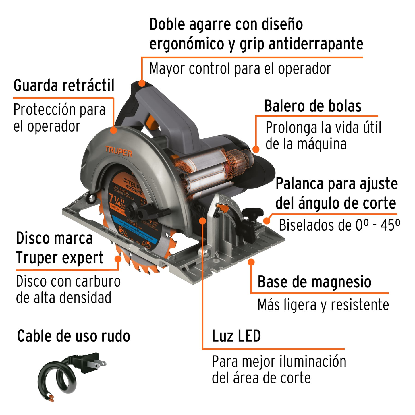 Sierra circular 7-1/4", industrial, 1800 W sustituye 11004