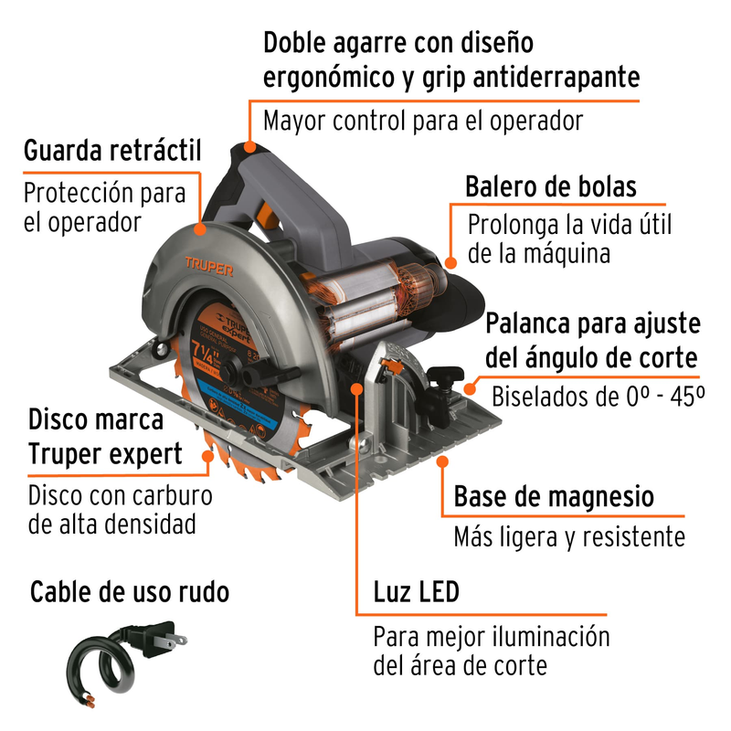 Sierra circular 7-1/4", industrial, 1800 W sustituye 11004