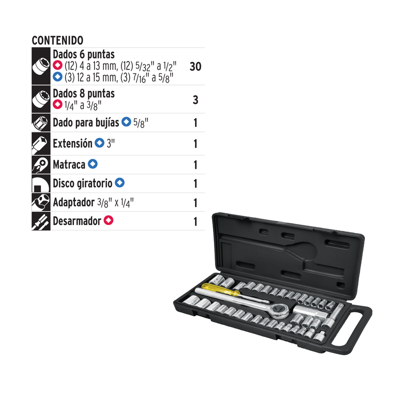 Set de herramientas para mecánica, 39 piezas, Pretul
