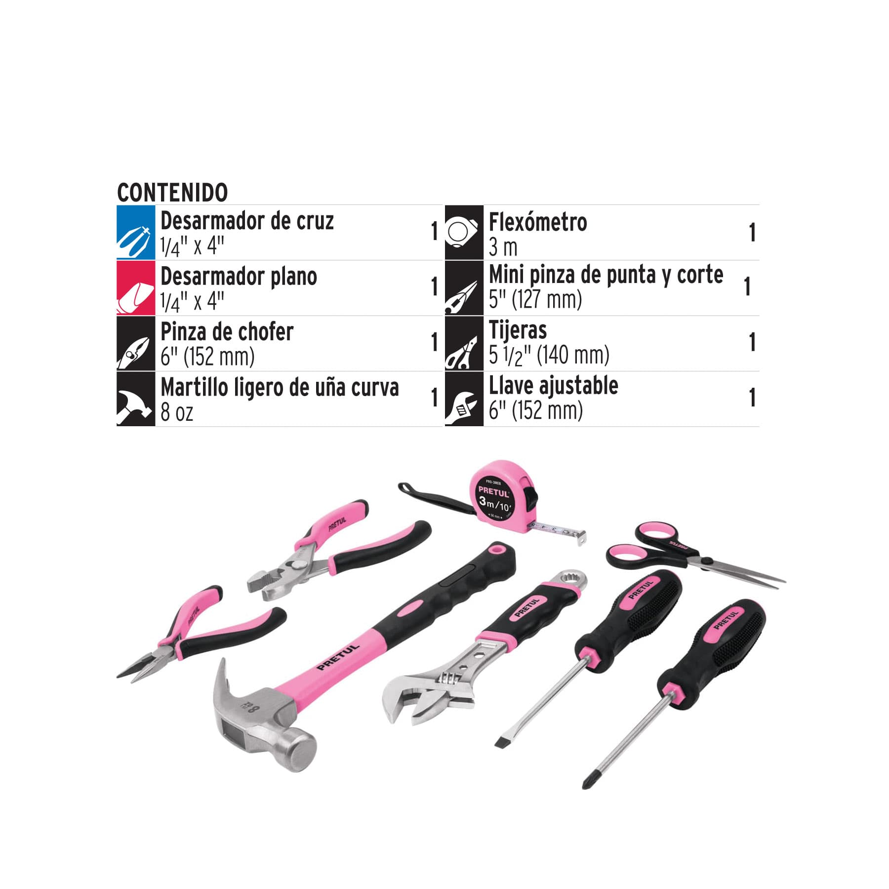 Set de herramientas para día de las madres, 8 piezas