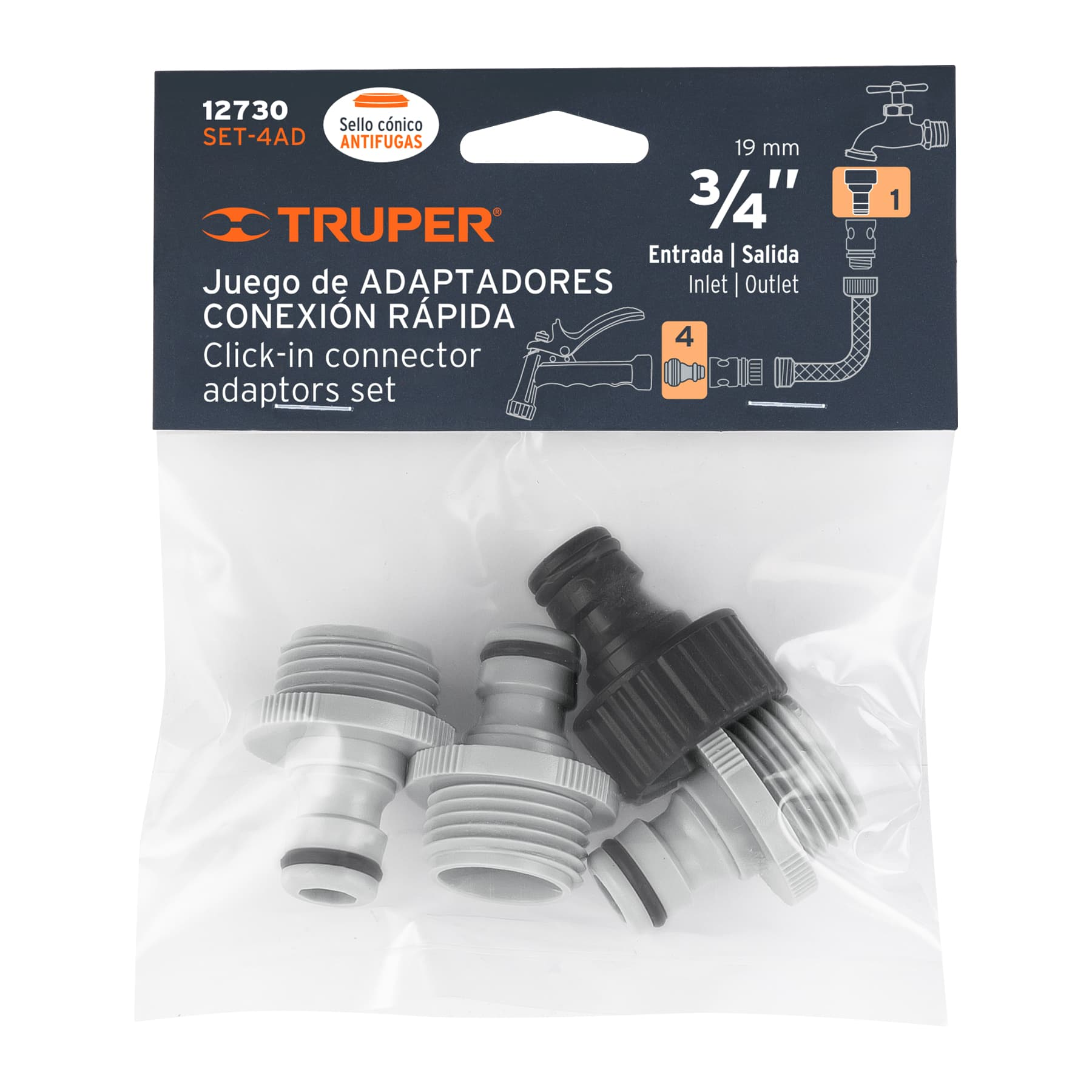 Set de 4 adaptadores para conectores click