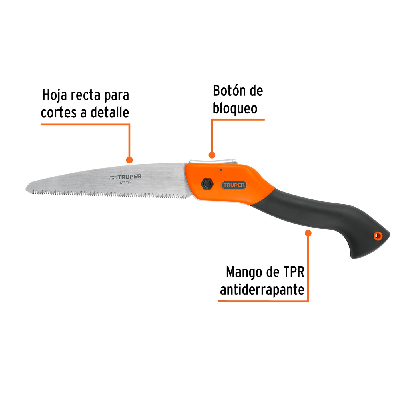 Serrucho poda 7", plegable, hoja recta, comfort grip,7DPP