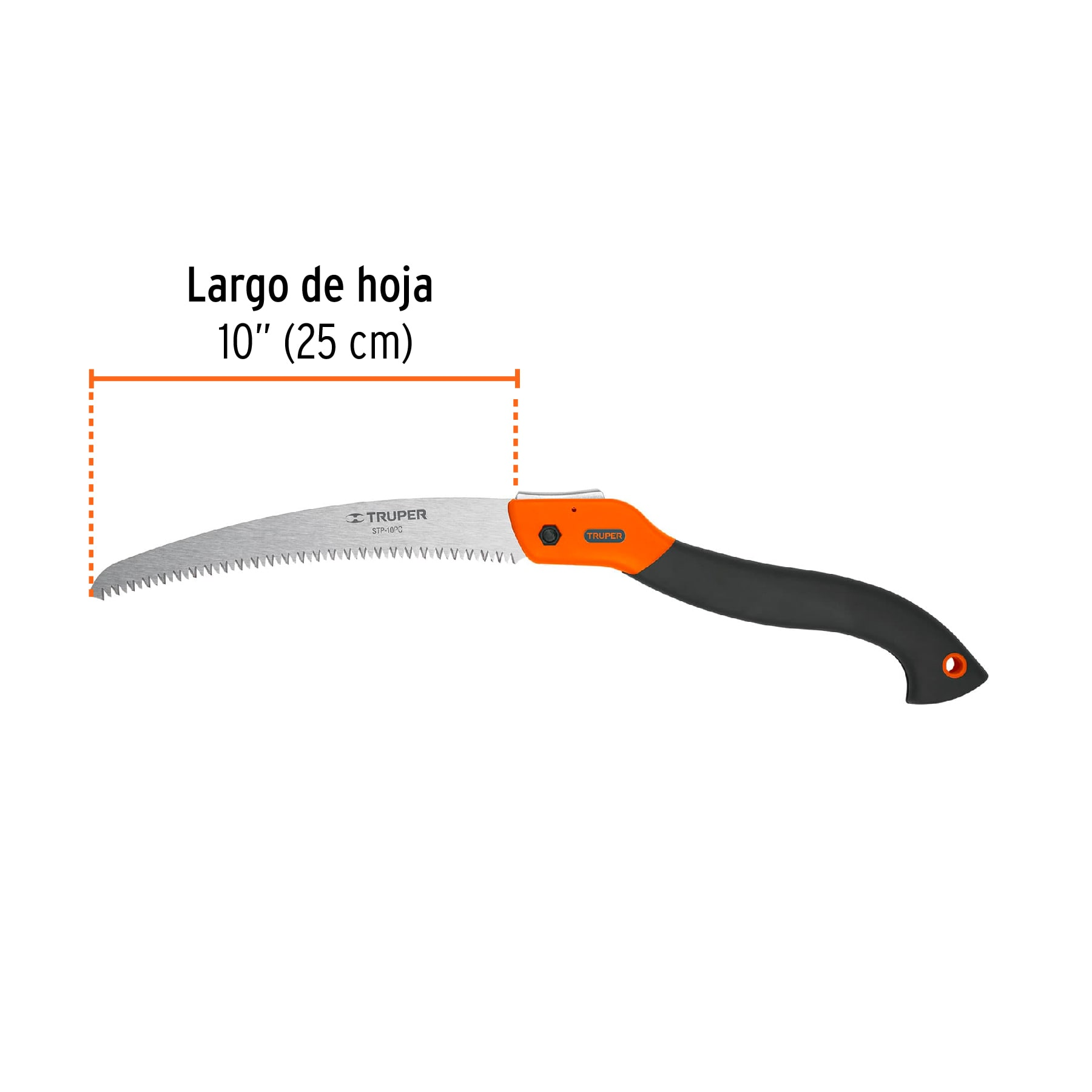 Serrucho poda 10", plegable, hoja curva, comfort grip,7DPP