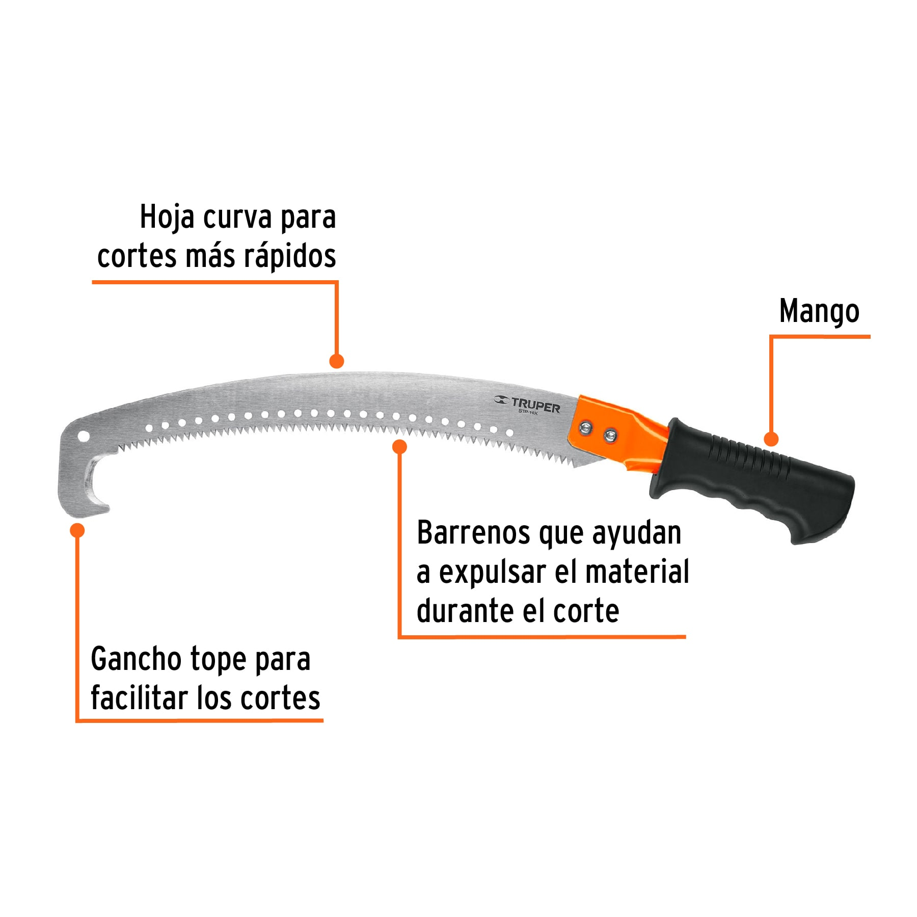 Serrucho de poda 16", con gancho, 5 DPP