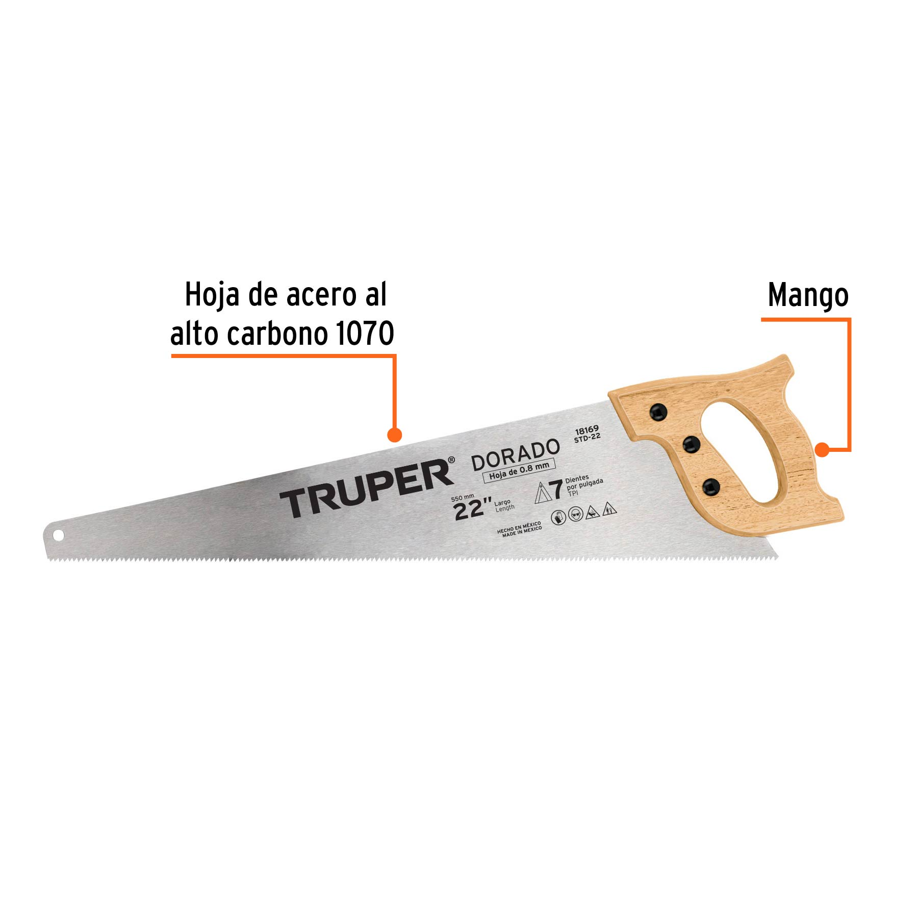 Serrucho 22"  Dorado, 7 DPP