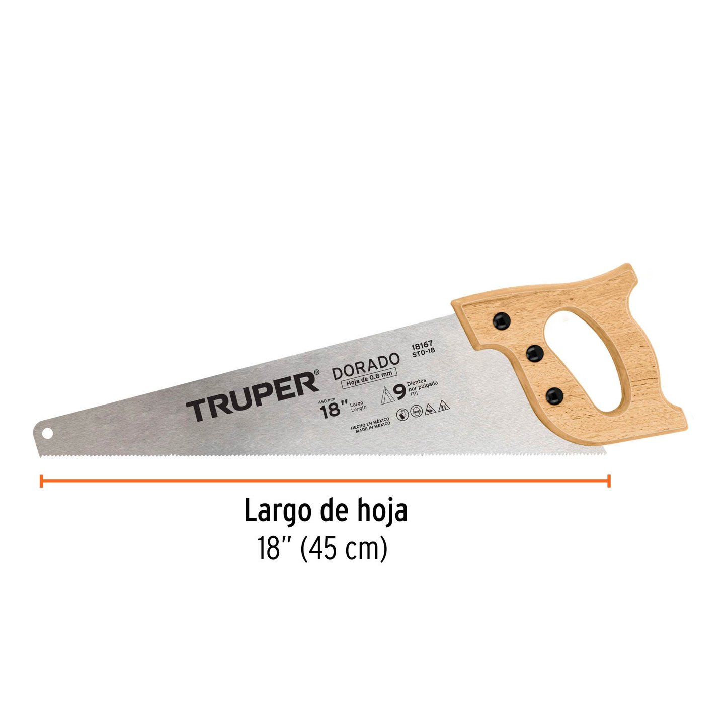 Serrucho 18"  Dorado, 9 DPP