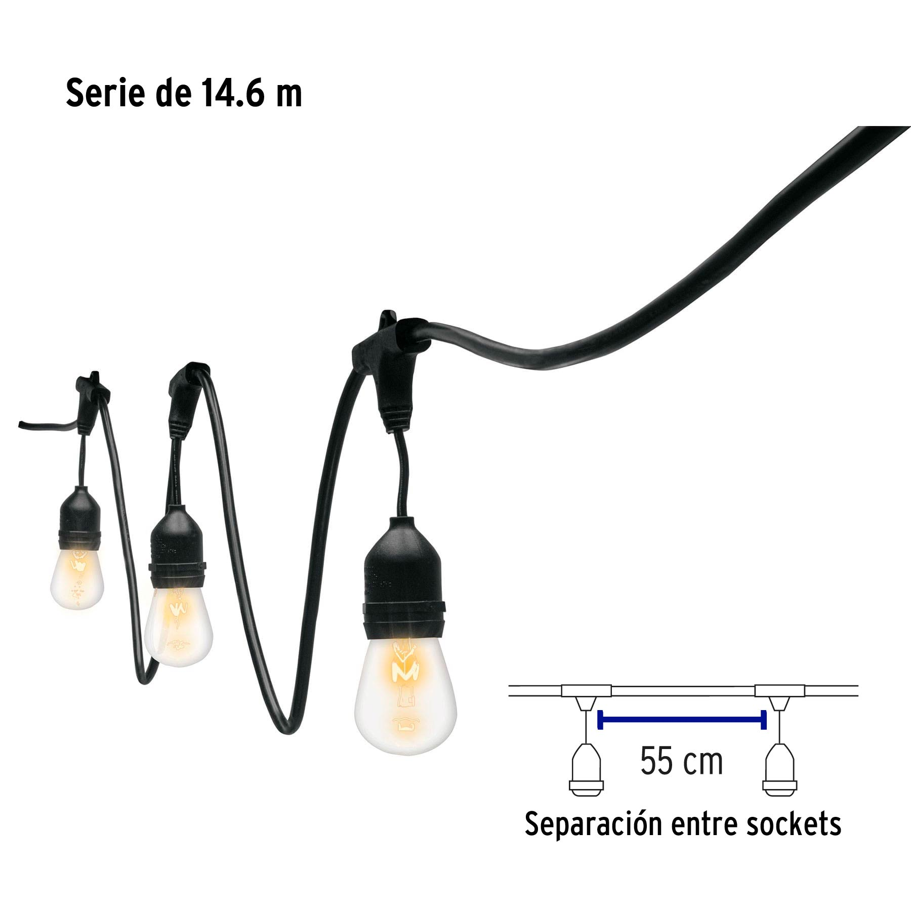 Serie de 24 luces incandescentes para exterior, 14.6m