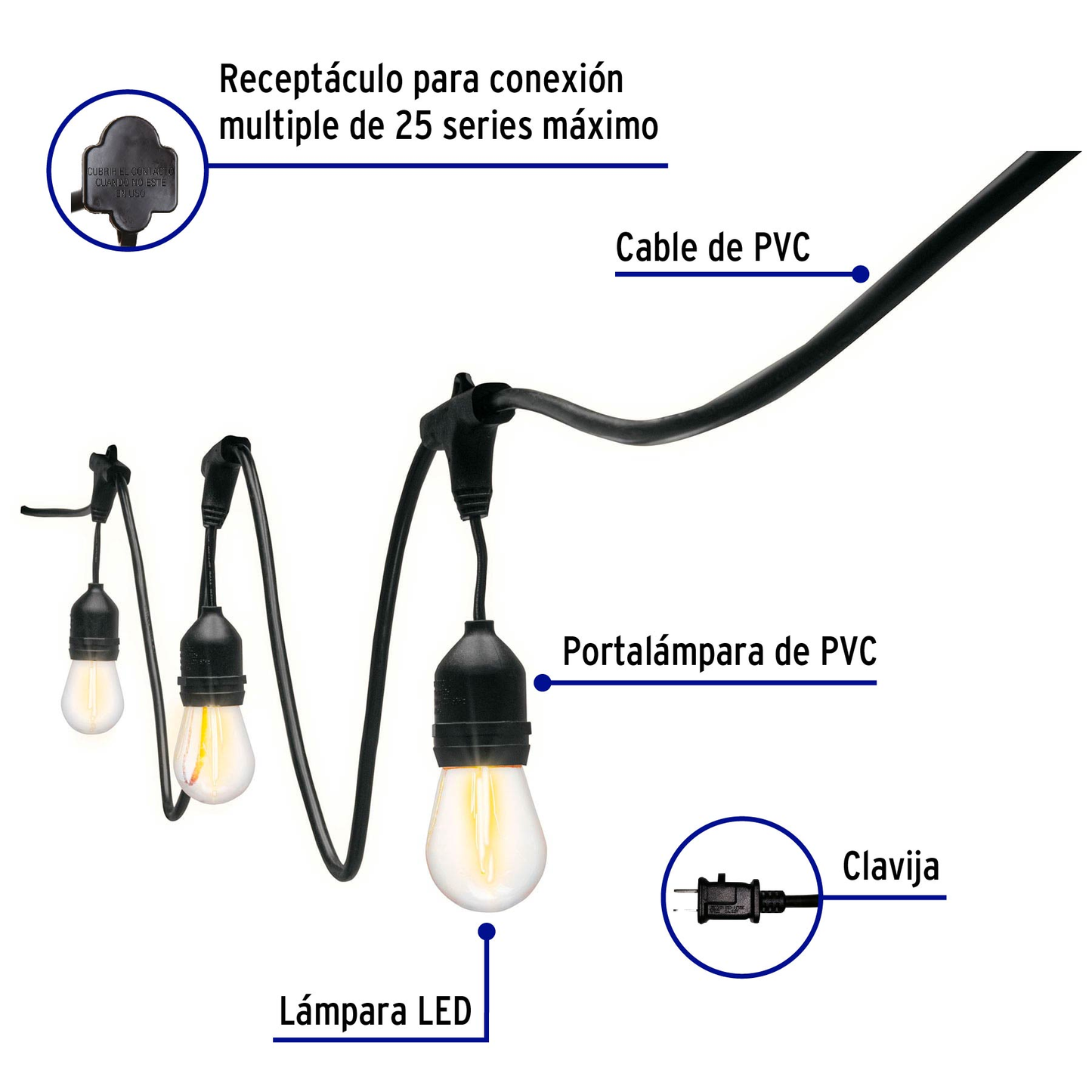Serie de 24 luces de LED para exterior, 14.6 m