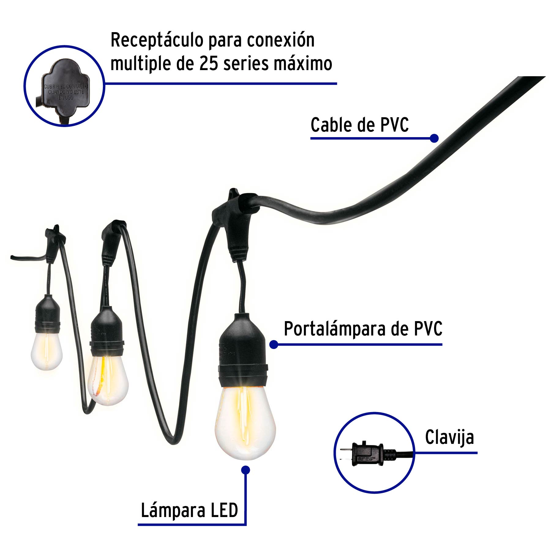 Serie de 24 luces de LED para exterior, 14.6 m