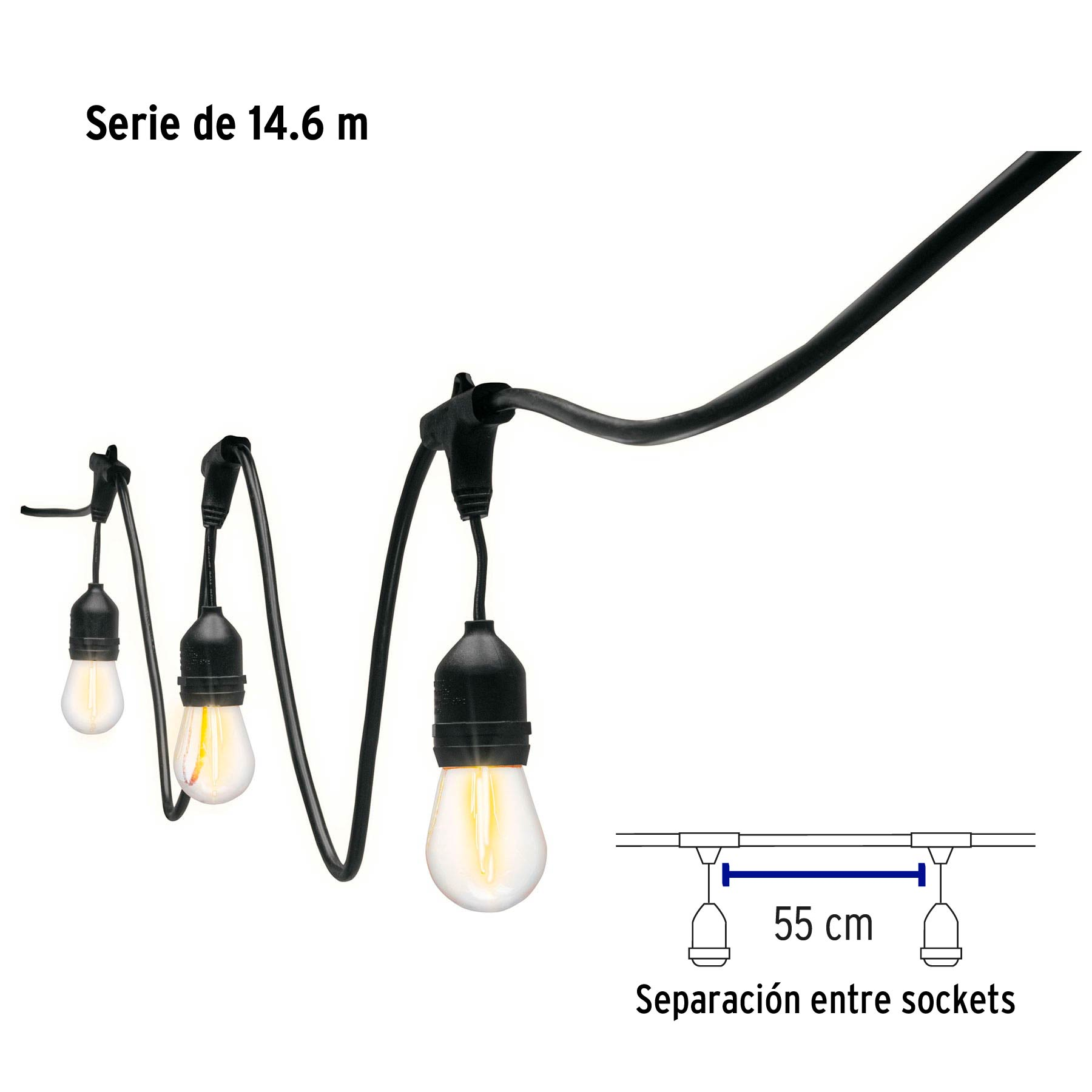 Serie de 24 luces de LED para exterior, 14.6 m