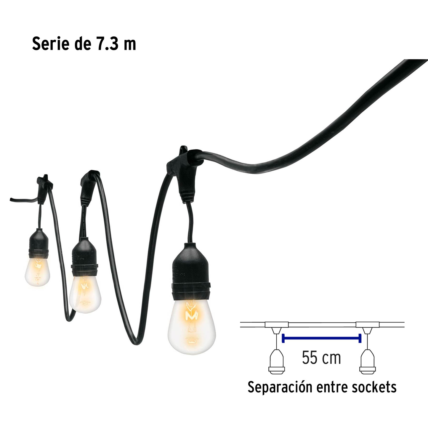 Serie de 12 luces incandescentes para exterior, 7.3 m