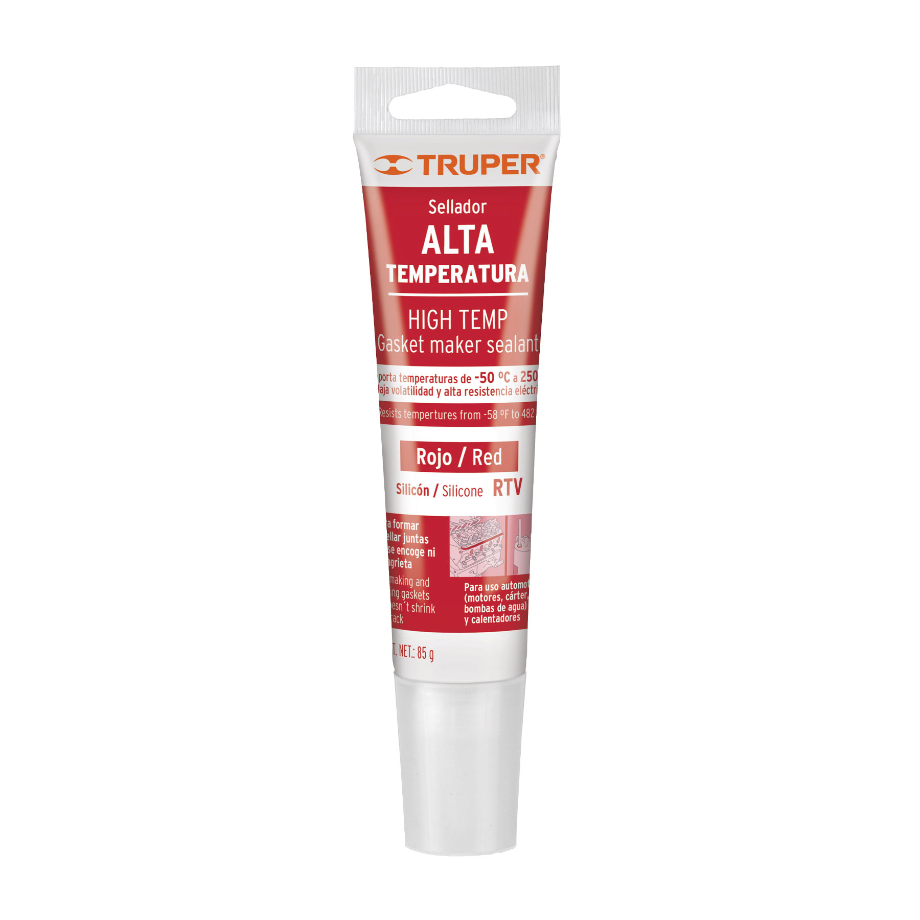 Sellador para altas temperaturas, silicón rojo, 85 gr