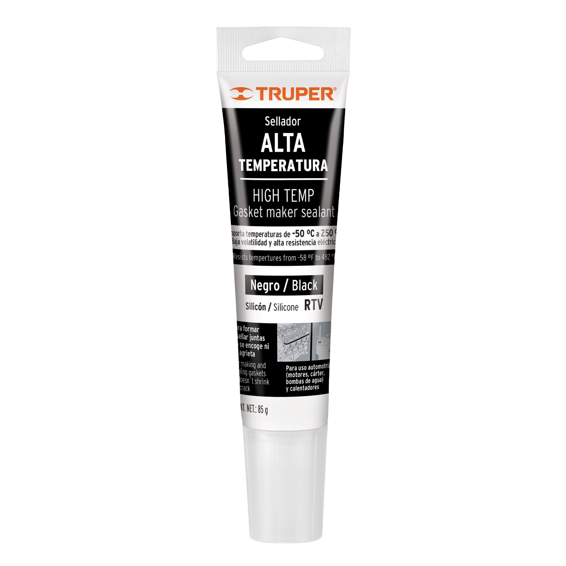 Sellador para altas temperaturas, silicón negro, 85 gr