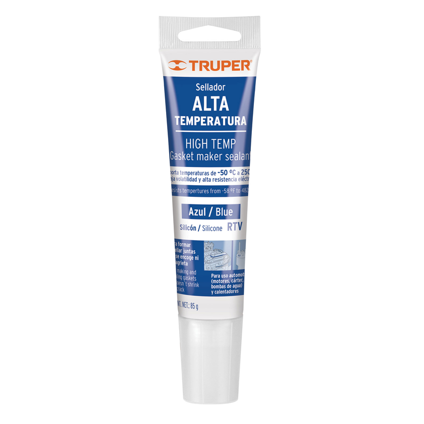Sellador para altas temperaturas, silicón azul, 85 gr