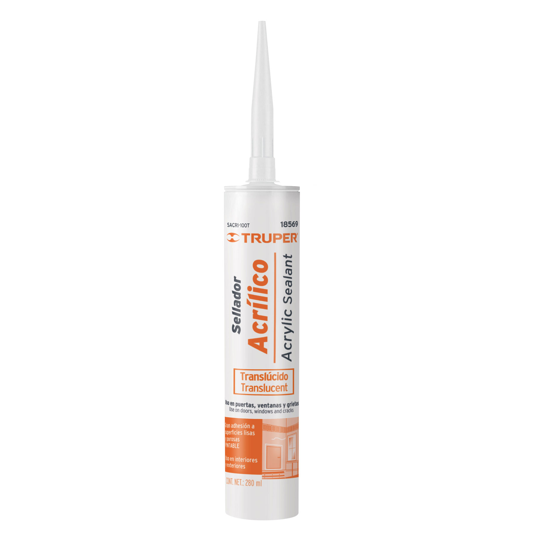 Sellador acrilico, 280 ml, transparente