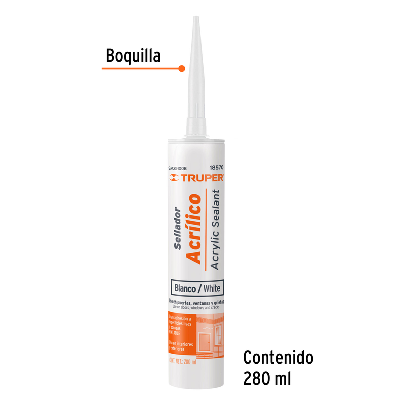 Sellador acrilico, 280 ml, blanco