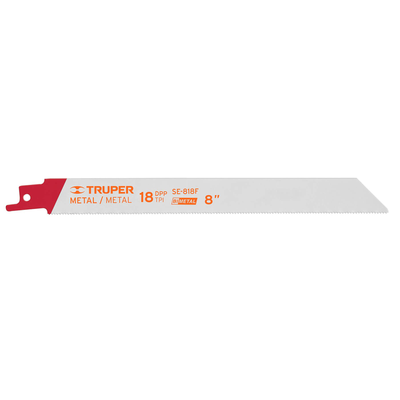 Segueta sierra sable, 8", 18 DPP, recta para metales, 2 pzas