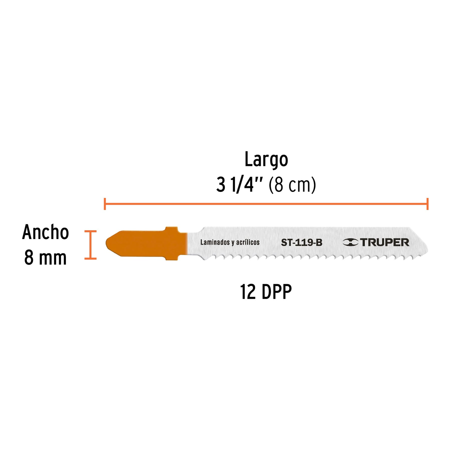 Segueta caladora,cortes rectos triplay, zanco t,12dpp,5pzas