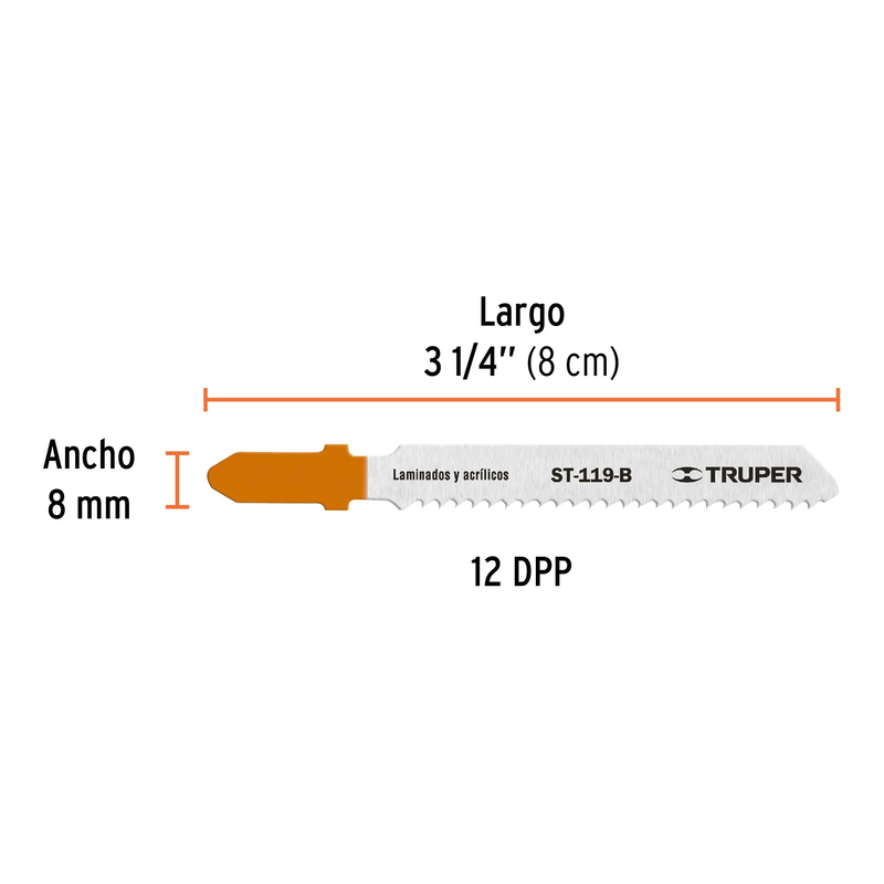 Segueta caladora,cortes rectos triplay, zanco t,12dpp,5pzas