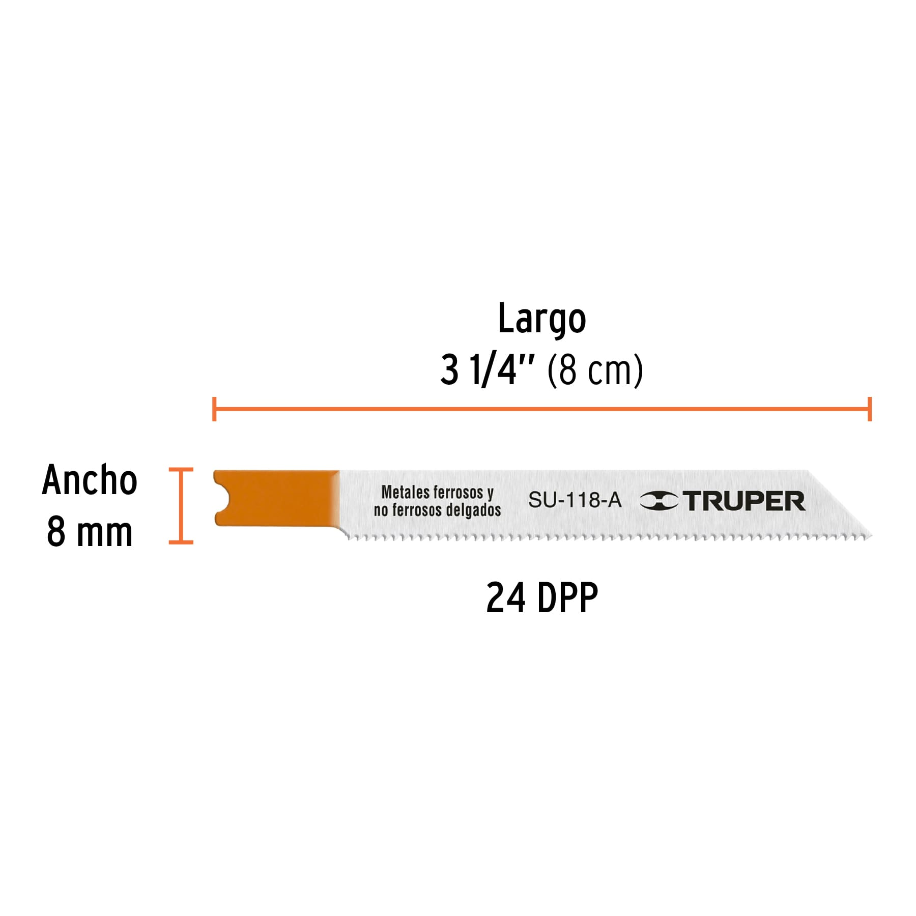 Segueta caladora,cortes rectos metal,zanco u,24dpp,5 pzas