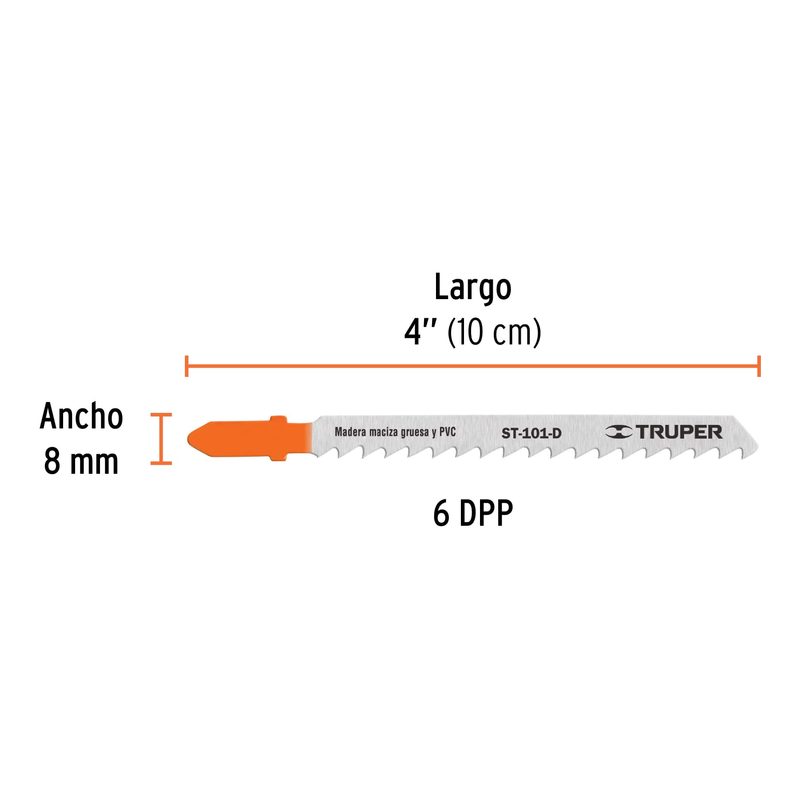 Segueta caladora,cortes rectos madera,zanco t,6dpp,5 pzas