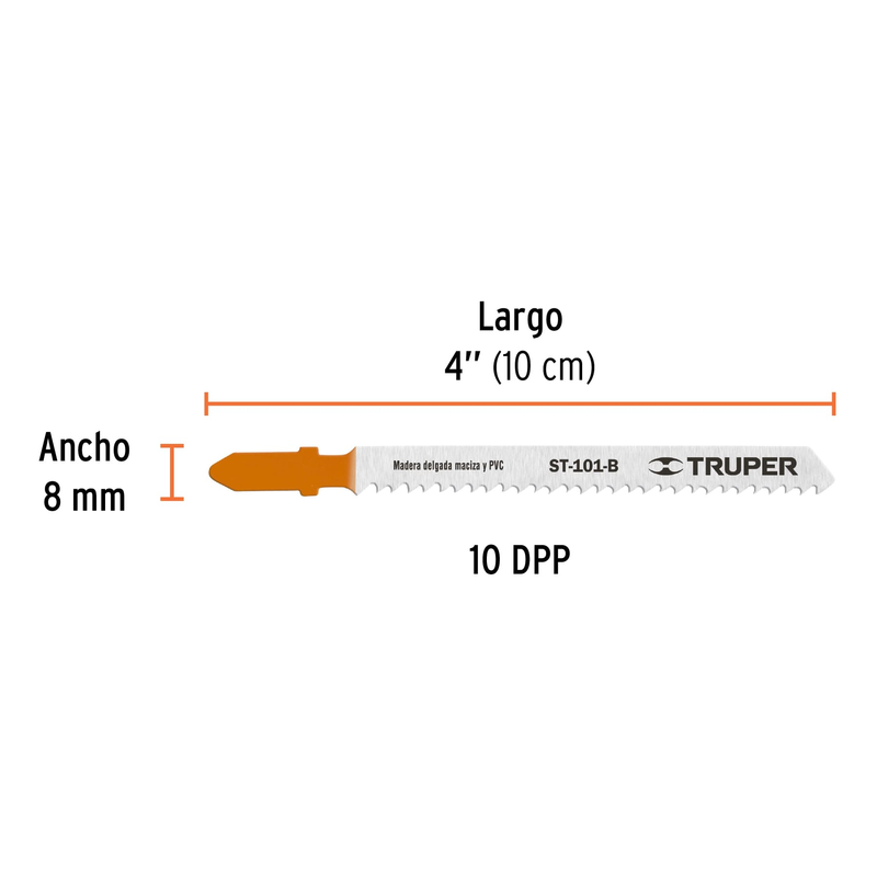 Segueta caladora,cortes rectos madera,zanco t,10dpp,5 pzas