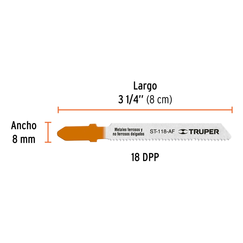 Segueta caladora,cortes curvos metal,zanco t,18dpp,5 pzas