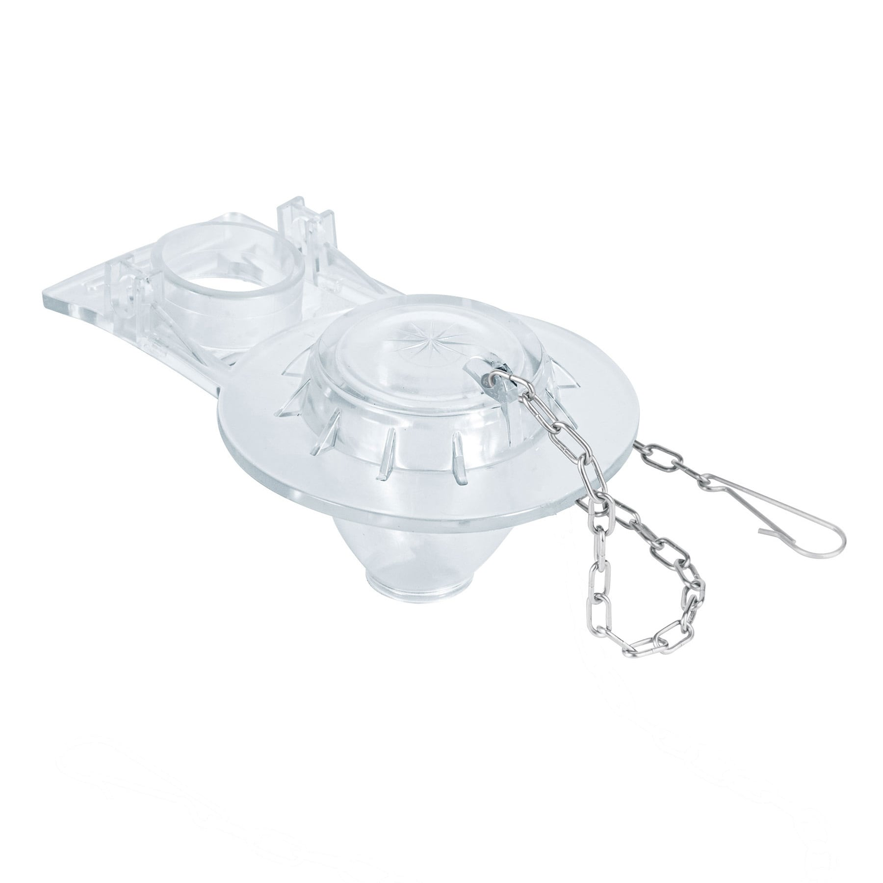 Sapo para WC, PVC transparente con cadena inoxidable, 2"