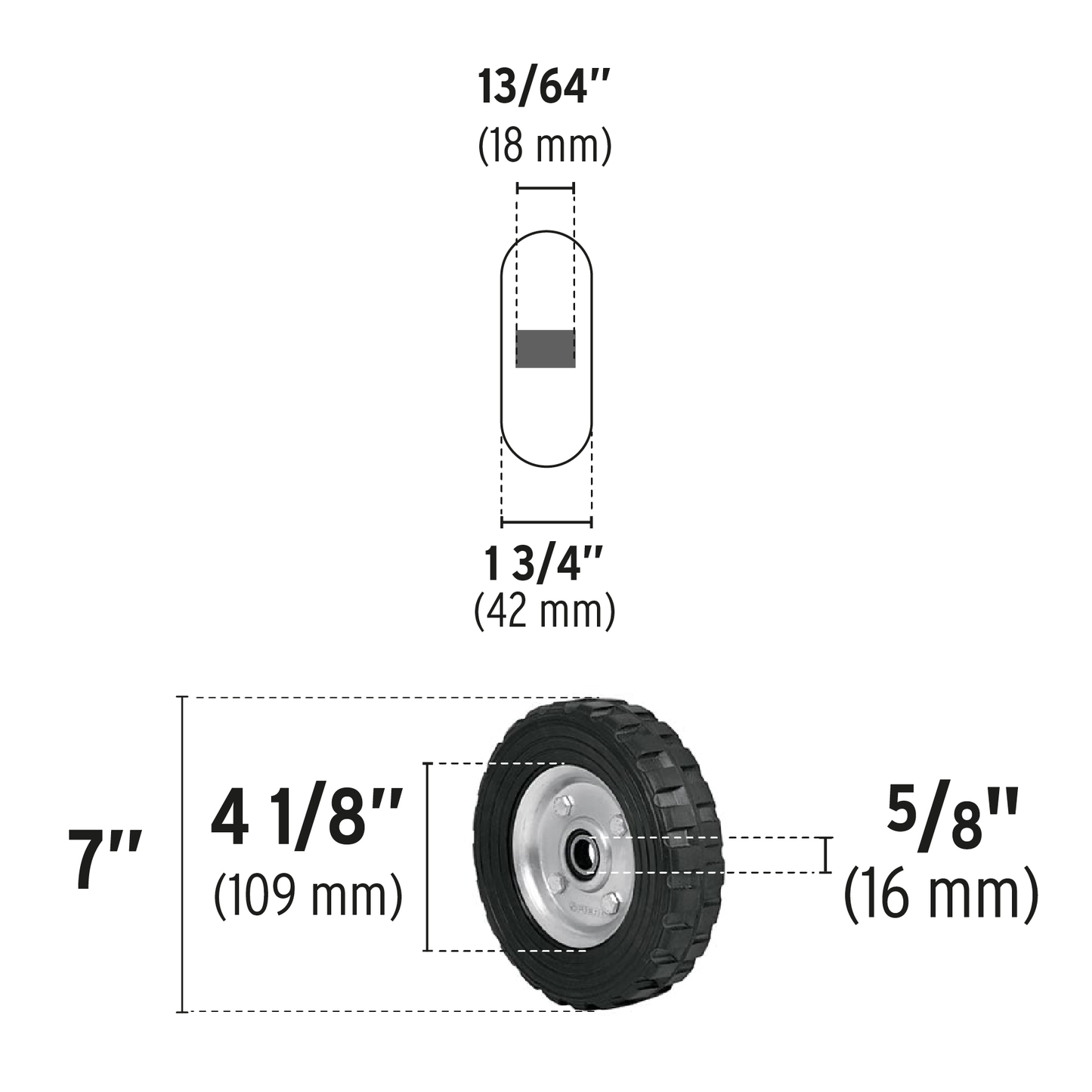 Rueda para diablo 7", un balero