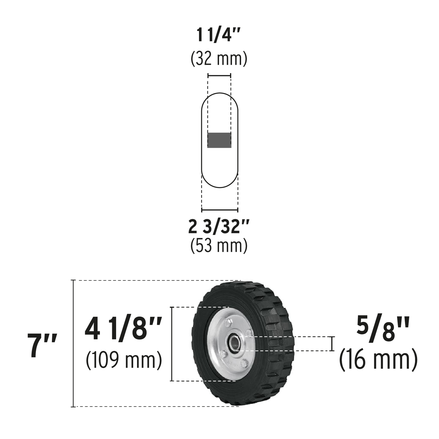 Rueda para diablo 7", doble balero