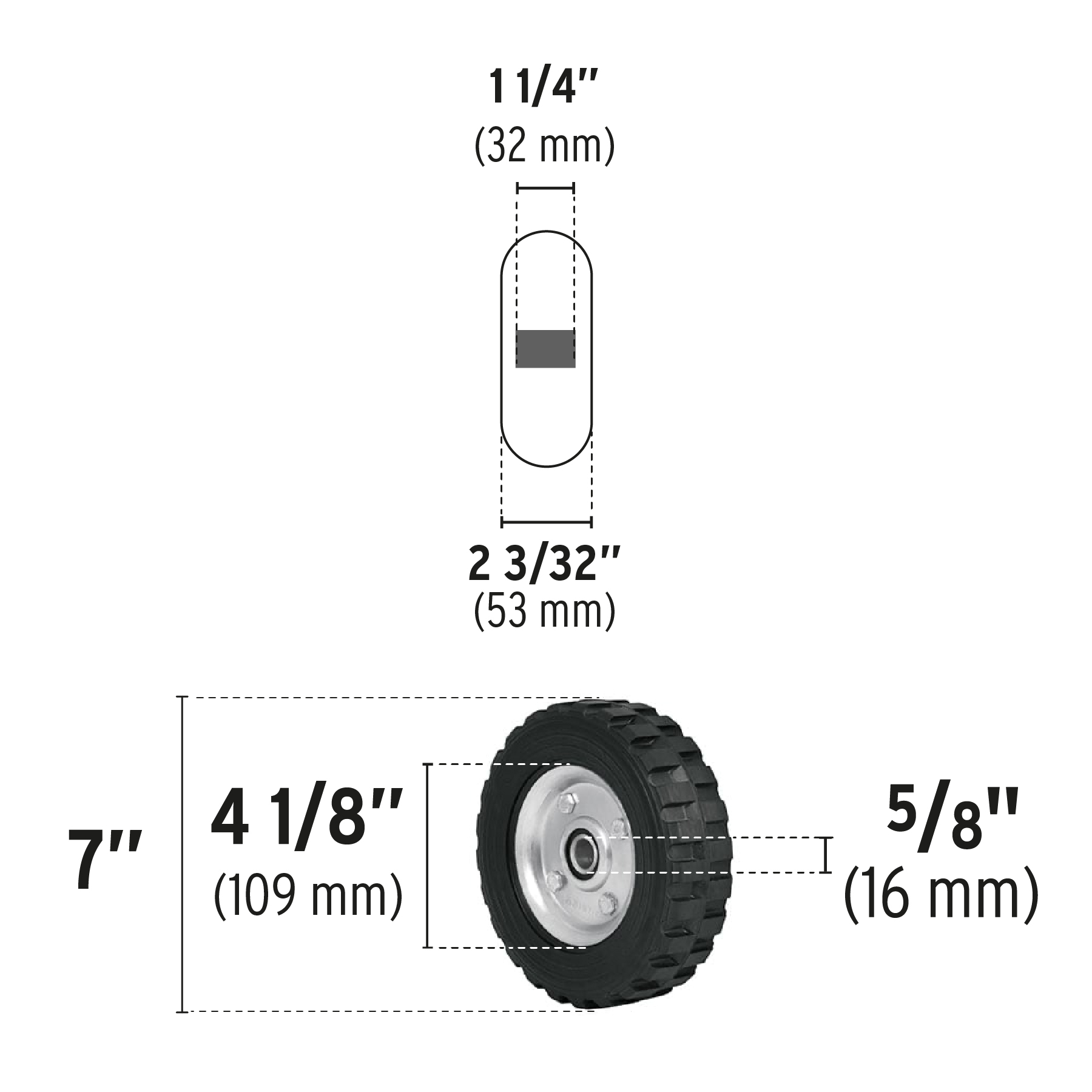 Rueda para diablo 7", doble balero