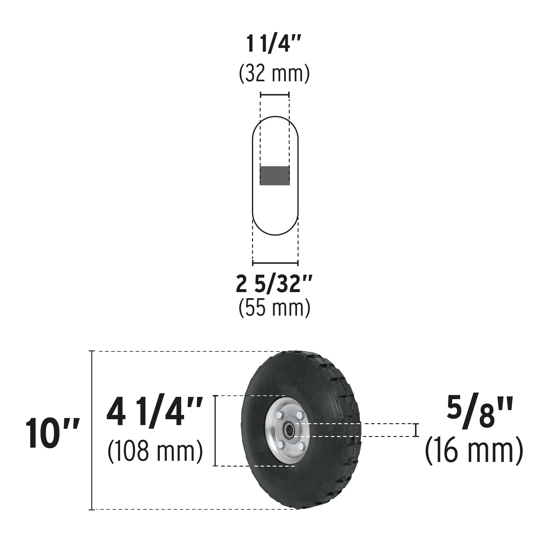 Rueda para diablo 10", doble balero
