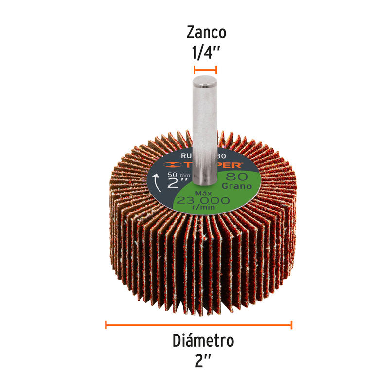 Rueda flap de 2", grano 80