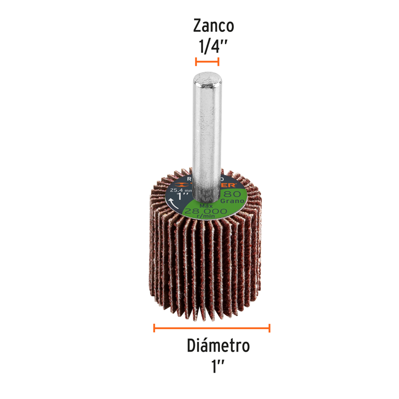 Rueda flap de 1", grano 80