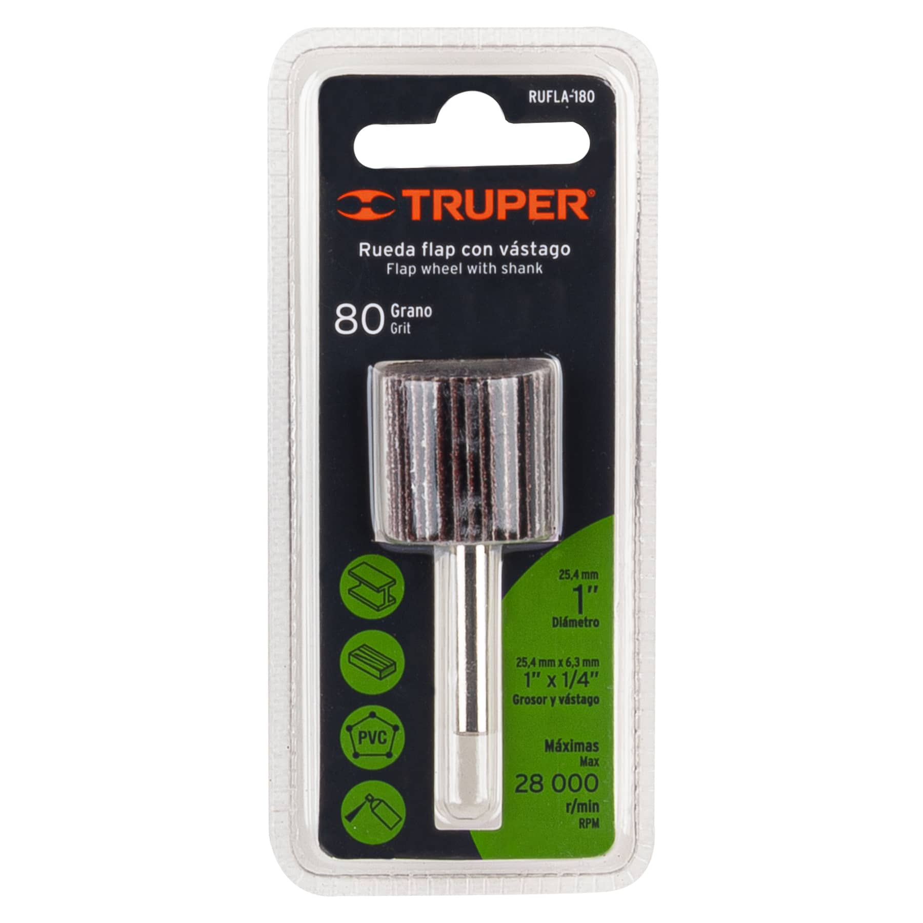 Rueda flap de 1", grano 80