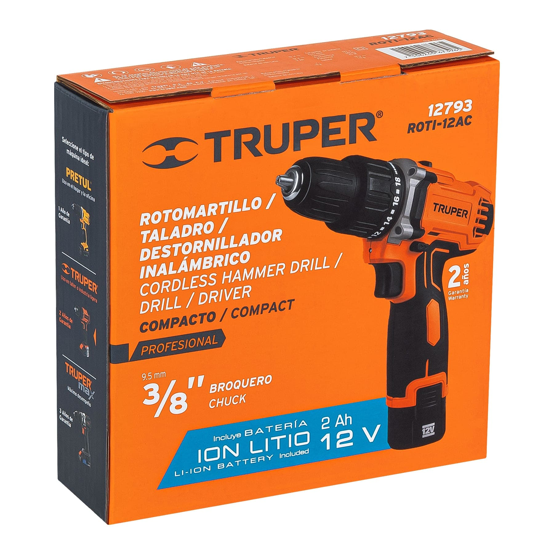 Rotomartillo inalámbrico compacto, batería ion Litio, 12 V