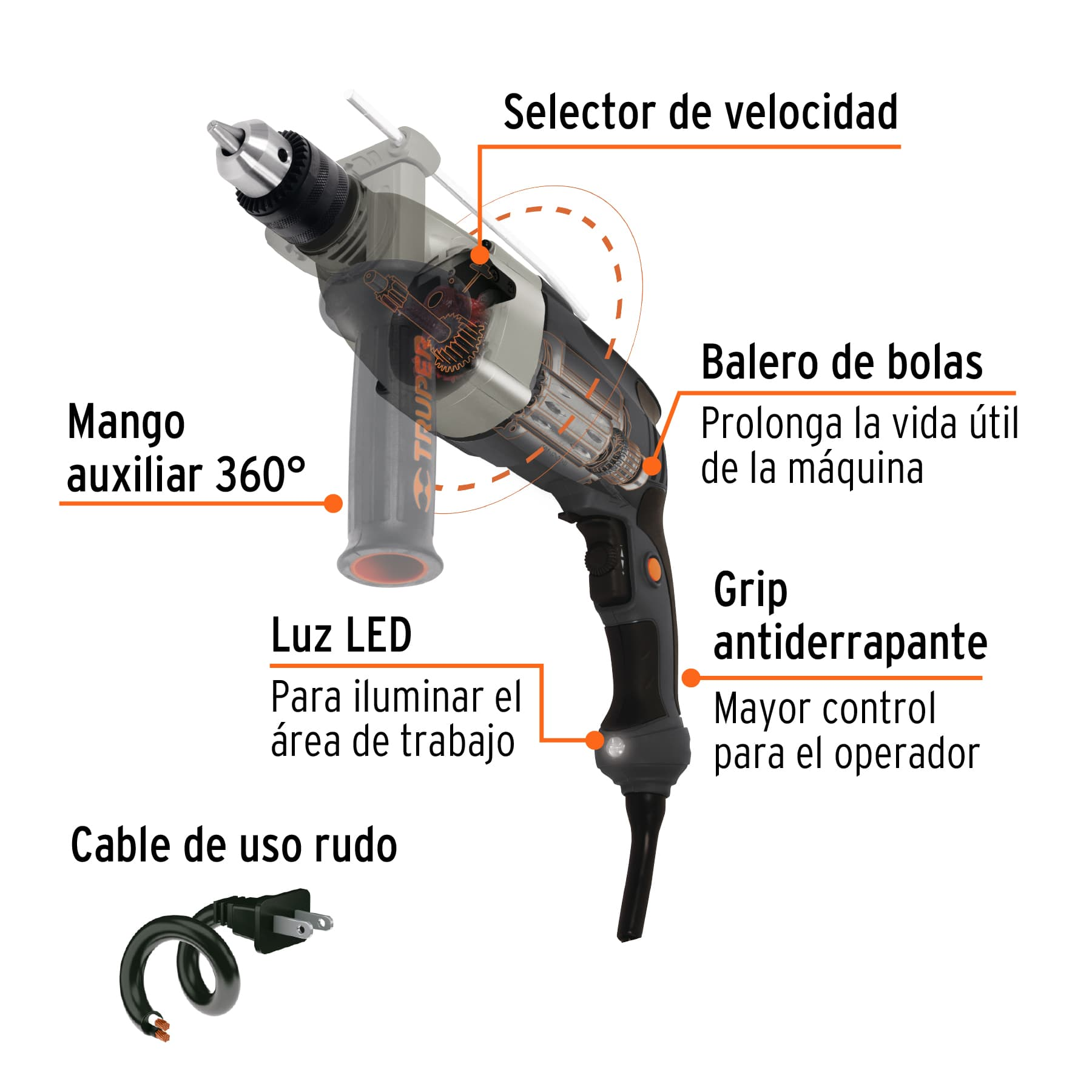 Rotomartillo de 1/2" Industrial, 1200 W