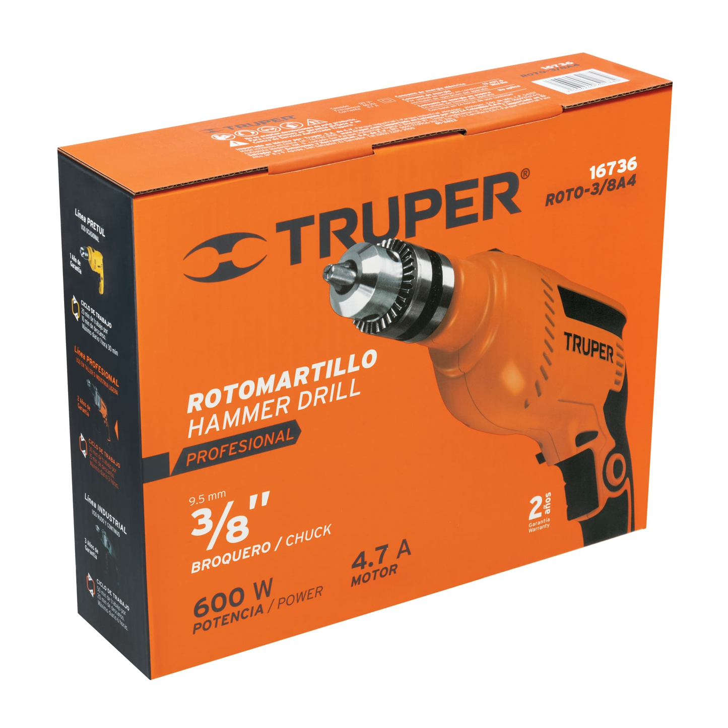 Rotomartillo 3/8", profesional, 550 W